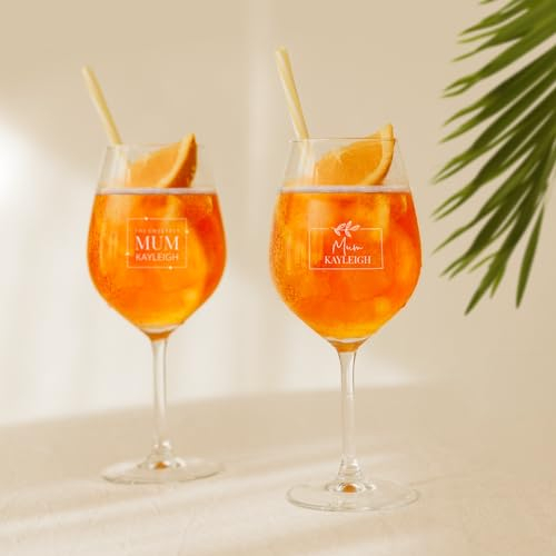 Verre à Spritz personnalisé avec nom ou message - Verre à Spritz gravé personnalisé pour un savoureux cocktail, 570 ML (2 Pièces)