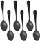 Juwacoo Cucharadas Negras Cucharadas, Mini Cucharas para Pastel De Acero Inoxidable, Cucharadas para Helado, Cucharaditas Pequeñas para Postre, De 6 (Cucharas De Café Negro)