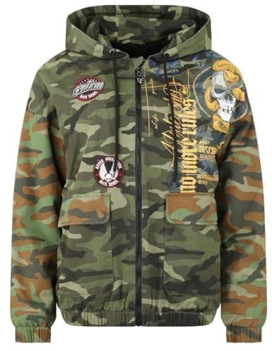 Rock Rebel by EMP Damen camouflage Übergangsjacke mit Print und Patches