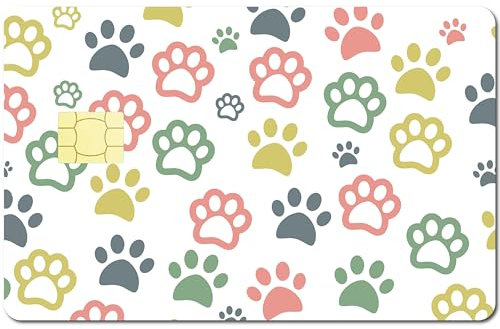 CREATCABIN Pfotenabdruck-Debitkarten-Haut-Kreditkarten-Aufkleber,Personalisierbar,wasserdichte Abdeckung,Karten-Haut-Aufkleber,Entfernbar,Schützt Keine Blasen,Für Transport,Kartendekoration,186x137mm