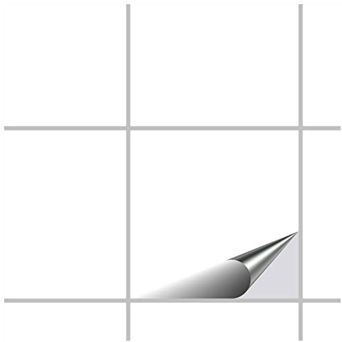 FoLIESEN - Fliesenaufkleber 19,5x19,5 cm | selbstklebende Fliesen-Folie für Bad & Küche | entfernbare Klebe-Folie für Wandfliesen Küchenrückwand & Bordüren | 10 Klebefliesen, .:Weiß glänzend