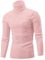 SWEPER Pull Homme - Hiver Hommes Col Roulé Doux Manches Longues Pull Casual Pull Tricoté pour Hommes Chaud Fitness Hommes Pulls Hauts Pull en Tricot, Rose, M