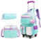 HTgroce Kinder Trolley Rucksack Schultasche Schulranzen Mädchen schultrolleys Schulrucksack Kinderkoffer Rolling Reisegepäck Mehrfachtaschen