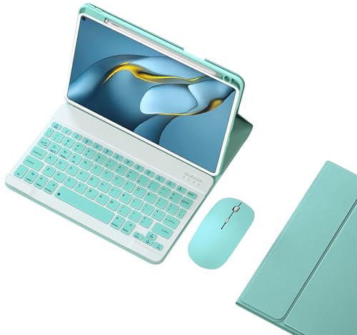 GUPENAA Funda con Teclado para Xiaomi Pad 6/6 Pro 11 2023 con Soporte para Lápices, Contiene Ñ, Teclado Magnético Desmontable con Ratón Bluetooth,Mint Green