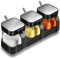 3PCS Spice Set,Hot Chocolate Station Jars,Seasoning Jars with Lids and Spoon,Plastics Seasoning Jars for Spice Storage,Canisters Sets for The Kitchen,Salt Container,Sugar Pot,Coffee,Tea(Black)
