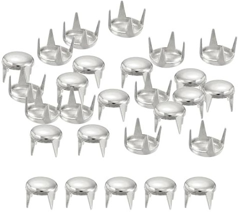 sourcing map 200 Piezas de Tachuelas Redondas Plateadas de 7mm, Remaches de Garra de Metal, Puntas de Estilo Punk Rock para Manualidades en Cuero, Ropa, Cinturones