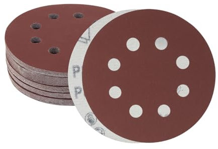 Meccion 125mm Discos de Lija 50 Piezas Grano 1500 Lija Circular con 8 Agujeros Papel de Lija para Lijadora orbital Aleatoria