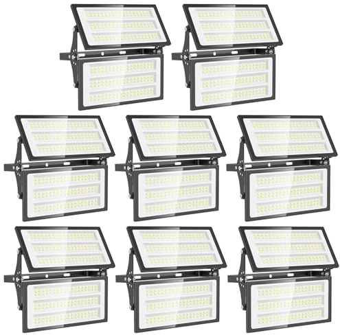 Viugreum 8Pack 200W Led Strahler Außen 20000LM Led Fluter Aussen IP66 6500K Flutlicht Kaltweiss Scheinwerfer Aussenstrahler Flutlichtstrahler fur Hinterhof Auffahrt Garage