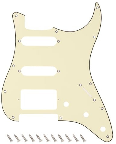 Banworks 3 Ply Strat HSS Pickguard 11-Hole Electric Guitar Pickguard SSH Scratch Plate for USA/Mexican Modern Style Standard Stratocaster ST JT/HB-02 Cream