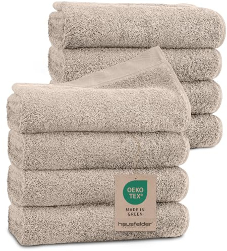 Hausfelder Handtücher Set, 50x100cm, 8er Set, Beige | 100% Baumwolle, 8er Set, 50x100cm, Oeko-Tex zertifiziert, Handtücher, Ökotex, Beige
