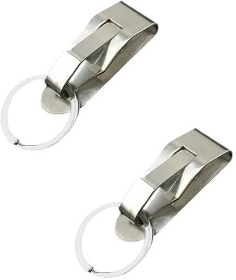Stainless Steel Key Ring Holder, 2 Pieces Heavy Duty Belt Clip with Keyrings, Quick Release Detachable Key Holder, Men Women Accessories for Handcuff, Prison Guards (8805#)