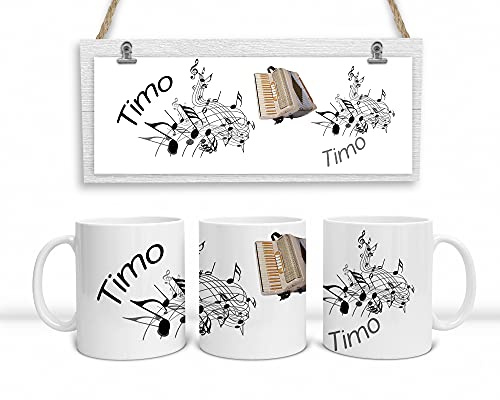 Personalisierte Musiker-Tasse Akkordeon – Ideal als Geschenkidee für Musiker – Spülmaschinengeeignet, 330 ml, mit individuellem Druck aus Deutschland