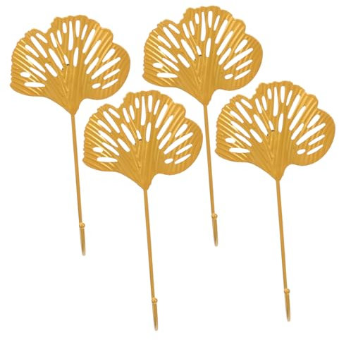 KITANDOVE 4pièces Muraux Métal Forme Ginkgo Support Pratique Pour Vêtements Et Clés Décoration Élégante Pour Maison Et Bureau Lot De Muraux