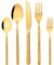 SWISON Besteck Set Gold für 12 Personen, Edelstahl Besteckset 60 teilig, Essbesteck mit Messer Gabel und Löffel, Vintage Design & SpüLmaschinenfest
