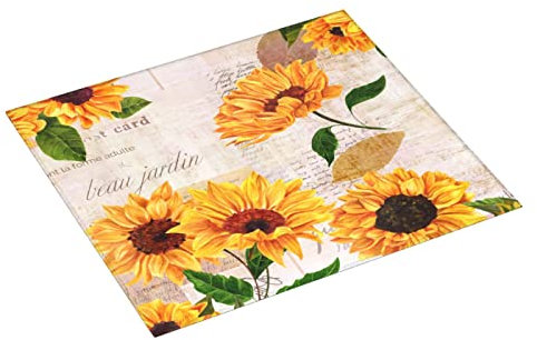 Alfombrilla Secado para Platos Girasol Vintage Escurridor Estera De Secado Fácil De Limpiar Plegable Enrollable Alfombrilla De Drenaje De Platos, para Verdura, Mostrador, 41 X 46Cm