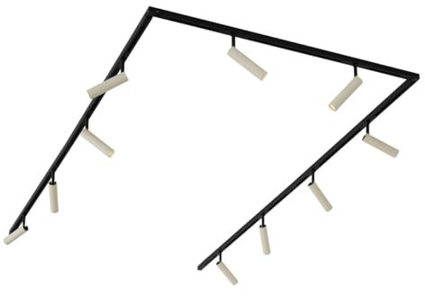 QAZQA - Modern Modernes Schienensystem Komplettset I Spotlight I Deckenspot I Deckenstrahler I Strahler mit 10 Spot I Spotlight I Deckenspot I Deckenstrahler I Strahler I Lampe I Leuchten Beige und Sc