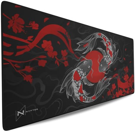 Nyfter - XXXL Koi Bamboo Gaming Mousepad 1200x600x3mm 3XL mauspad Gaming Premium Tischunterlage Large Size Wasserabweisend für Pro-Gamer (Blossom-Red)