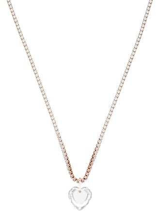 Purelei® Translucent Kette im Tennis Chain Style mit Zirkoniasteinen & Kristallherz – Verstellbar 40-45 cm, Edelstahl in Gold, Silber oder Roségold (Rosegold)