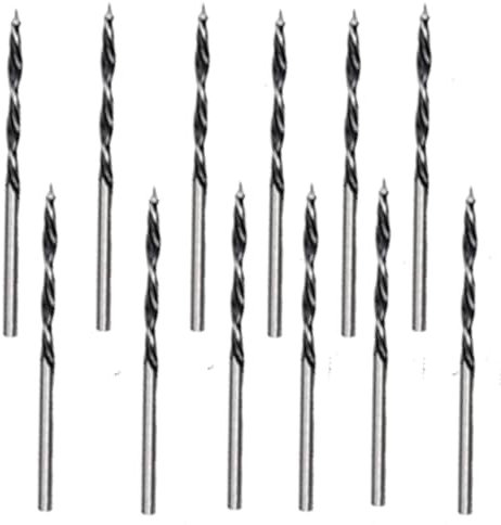 FORUMALL Brocas de madera de 3 mm, 12 brocas de punta de clavo, brocas de madera de 3 mm, borde de corte de 3 mm, brocas profesionales de acero al carbono, perforación limpia y eficiente (12, 3 mm)