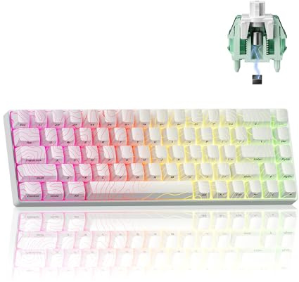 HITIME x XVX HE68 Pro Magnetic Wired Keyboard with Adjustable Actuation, Hall Effect Keyboard with 0.3ms Latency, Hot-Swap, Compact Profile, 8000 Hz Polling Rate, White