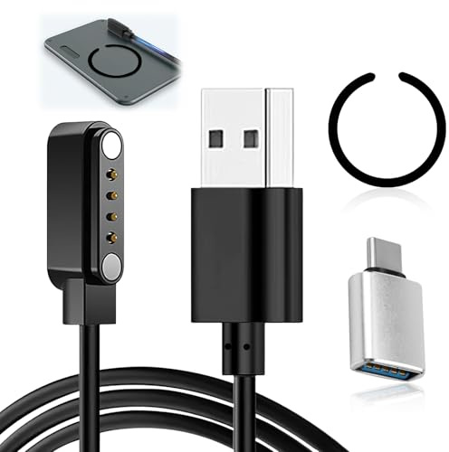 CVMGO Magnetic Charger Kit for PLAUD Note AI Recorder Replacement Cable | Includes 4Pin USB Charging Cable and Ring Adapter Compatible with Smart Devices, Provides Stable and Convenient Charging