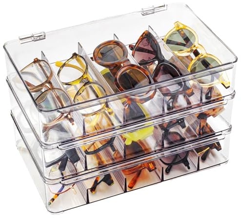 The Useful Co. Sonnenbrillen-Organizer, transparenter Brillenhalter für Nachttisch und Aufbewahrung, verschreibungspflichtige Brillen-Vitrine