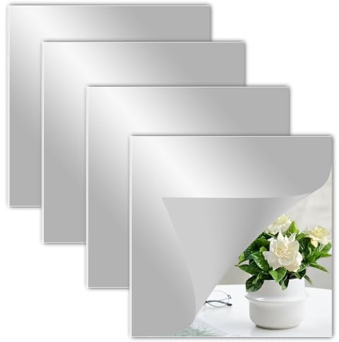zoshilife Spiegelfolie Selbstklebend 4 Stück Acryl Klebespiegel 30x30cm | spiegel zum kleben aus Acryl mit klarer Reflexion, ideal als Spiegelfolie Wandspiegel für Schlafzimmer, Bad und Wohnzimmer.