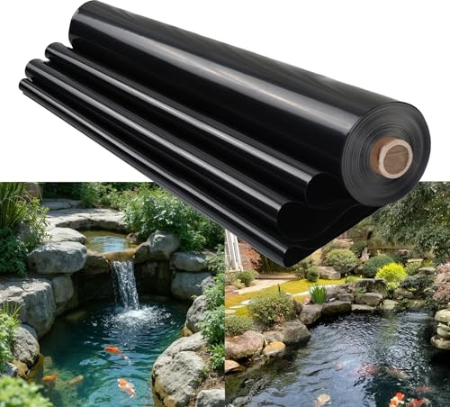 CZXMD Flexible Bache Bassin Epdm,HDPE Préformé Noire Robuste Robuste Durable Membrane D'étanchéIté,Protection UV Résistant Aux Déchirures Liner Bassin,pour Fontaine Jardin et B(Size:5*6m(16.4*19.7ft))