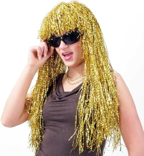 Perücke Lametta, Langhaar mit Pony, für Karneval, Fasching, Party