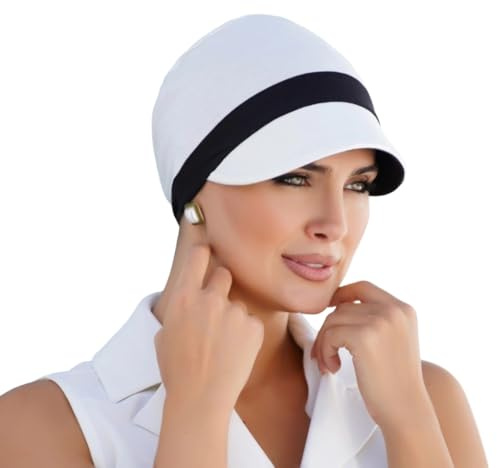 MASUMI Katia Baseball Sommer Cap, Schwarz & Weiß, 95% Bambus