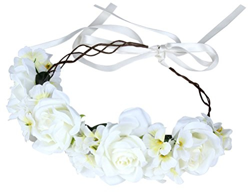 Künstliche Blumen-Haarbänder Simulation Rose Stirnband Hairstlye Zubehör für Party Hochzeit Engagement Feier (weiß)