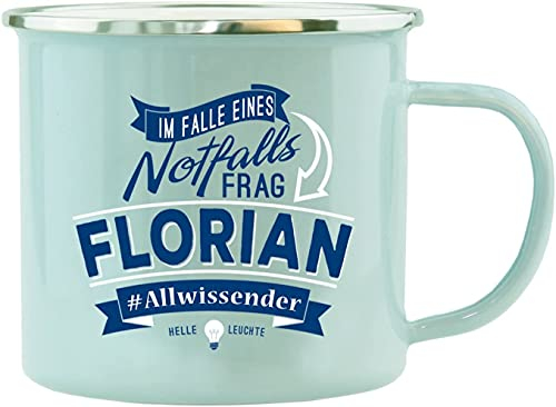 History & Heraldry Echter Kerl - Emaille Becher Florian - individuelle und personalisierte Tasse mit Name und Spruch