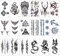 Konsait 18 Blätter temporär Tätowierung schwarz Tattoo Körperkunst Kleine Bögen Tattoo Aufkleber Fake Arm Tattoos Sticker für männer Frauen, Drachen Anker Auge Skorpion Graphic Elk und meh