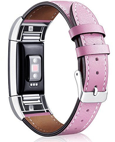 AISPORTS Armband Kompatibel mit Fitbit Charge 2 Armband für Damen, Fitbit Charge 2 Armband aus Weichem Atmungsaktivem Lederarmband mit Metallschnalle Ersatzarmband für Fitbit Charge 2 Fitness Tracker