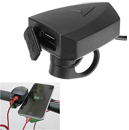 C-FUNN 5V 2A Manillar Cargador USB para E-Scooter Bicicleta Montaje Abrazadera Teléfono GPS Cradle