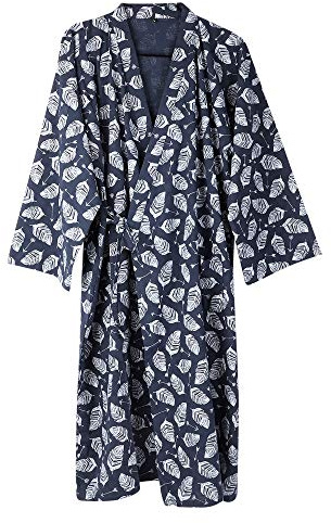 Men Cotton Kimono Robe Dressing Gown Unisex Bathrobe Yukata Pajamas Loose Comfy Sleepwear Nightdress Spa Swimming Bath Robe Wrap Cover Up Home Casual Wear with Pocket Adjustable Ties