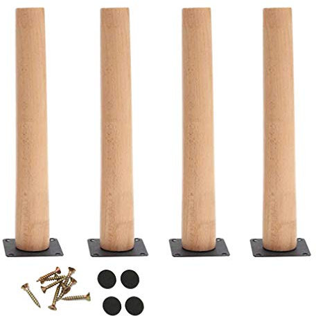 Sofa legs Pieds de Meubles en Bois Massif,Lot de 4 Pieds de Table Hêtre,pour Table,Placard,Table Basse,Banc,Bibliothèque,Meuble TV,Jambe de Remplacement,avec Accessoires de Montage(40cm/15.7in)