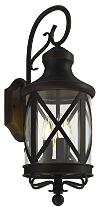 Lindby Wandlampe außen Laterne rostfarben, Aussenwandleuchte IP23 3x E14 max. 40W ohne Leuchtmittel Außenleuchte Hauswand Wandleuchte aussen