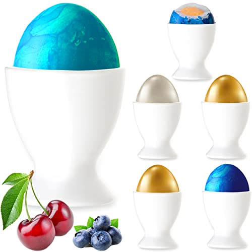 PLATINUX Juego de 6 hueveras de cristal blanco, soporte para huevos, desayuno, brunch Egg-Cup de 35 ml