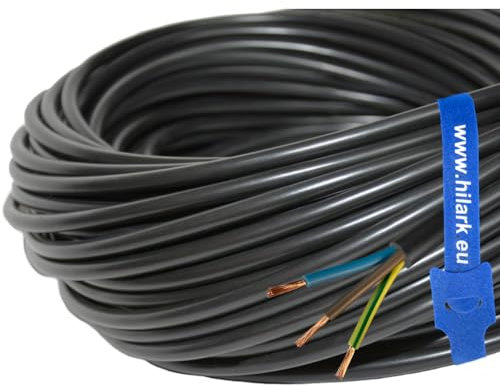 Hilark 30m Câble H05VV-F 3x2,5 mm2 (3g2,5 mm2) Noir Câble pour rallonges électriques