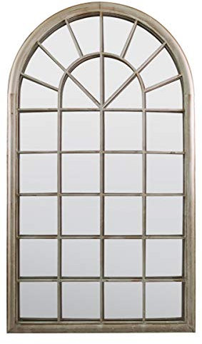 MirrorOutlet Milton Manor Rustic Cream Multi Panel Arched Window Garden Outdoor Mirror 4ft3 x 2ft6, Ivory,GMA011-M