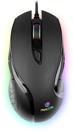 NGS GMX-125 Ratón Gaming con Cable USB Compatible con PC/PS4/PS5/XBOX One/Xbox X/Xbox S, Ratón Óptico 800/1200/1600/4800/6400/7200dpi con Luces LED de 7 Colores y 8 Botones Programables, Plug&Play