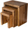 3er Set Beistelltisch Mango Holz Braun Natur Massiv Couchtisch Sofatisch Ablage 3-Satztisch Design Deko Tisch