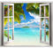 murando 3D WANDILLUSION Wandbild Tropische Insel Fototapete Poster XXL Fensterblick Vlies Leinwand Panorama Bilder Dekoration Wasserfall Meer Strand Himmel Palmen Holiday 140x100 cm