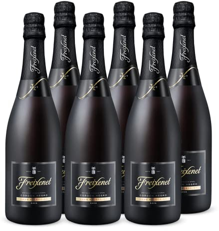 Freixenet Cava Cordón Negro Brut (6x0,75l), Edler trockener spanischer Qualitätschaumwein, Traditionelle Flaschengärung, besonders feinperlig und fruchtig
