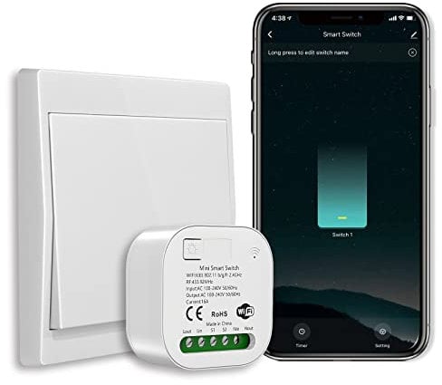 NASHONE Interruptor WiFi Smart Life Interruptor de superficie para Alexa Wlan Interruptor empotrado Wifi inalámbrico Smart Home Interruptor de luz Set para aparatos eléctricos
