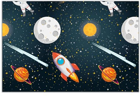 Procos - Tischdecke aus Kunststoff mit Planeten, Astronauta Rocket Space Party (180 x 120 cm), Mehrfarbig, 93737