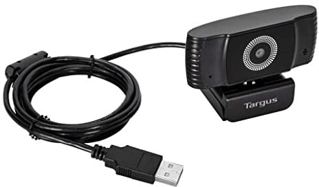 Targus AVC042GL Webcam Plus - Full HD 1080p-Webcam mit Autofokus (mit Schutzhülle) Integrierte Rauschunterdrückung