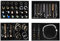 ProCase Schmucktablett Organizer Set mit 4 Schmuckschalen, Stapelbar Schmuck Schublade Organizer, Schmuckeinsatz Schmuckaufbewahrung für Halsketten, Armbänder, Ohrringe, Ringe, Uhren -Ganz Schwarz