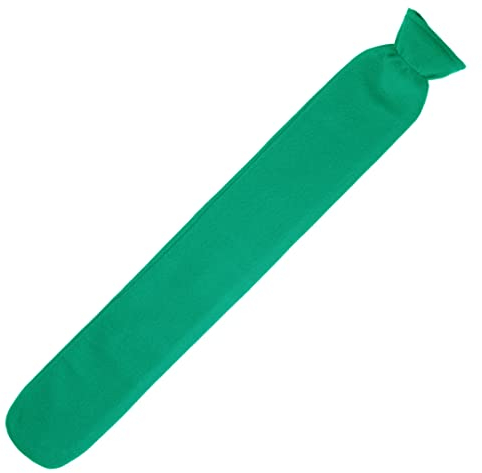 Lange Wärmflasche mit weichem Bezug 2 Liter Schlauch-Wärmflasche für Nacken und Schulter, Nackenwärmflasche extra lang (Grün)